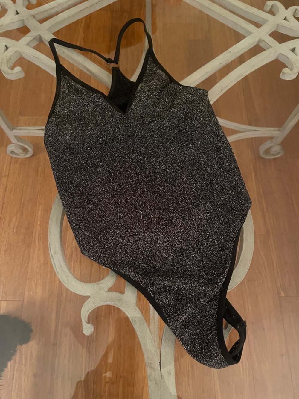 BDG Shimmery Black Metallic One-Piece Bodysuit